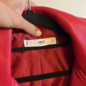 Red faux leather jacket